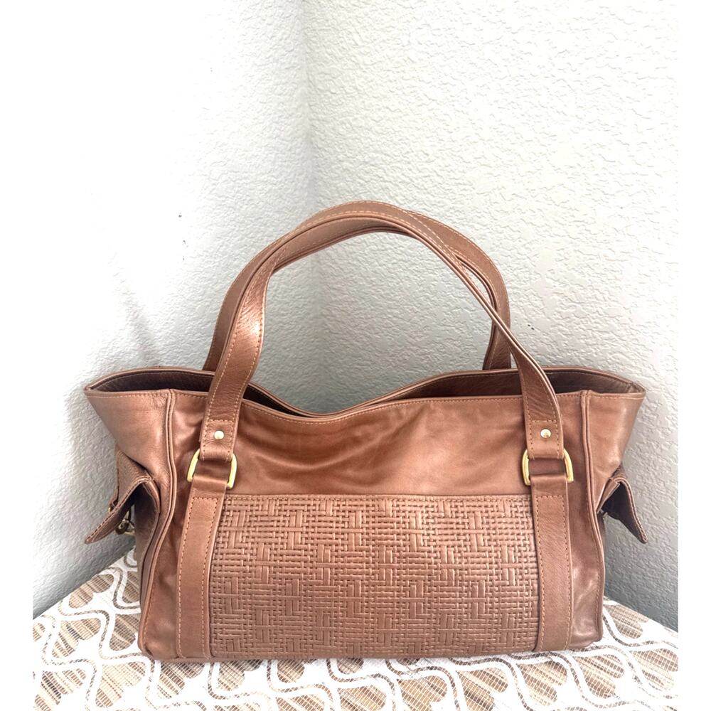 Marnie Bug Bag Golden Bronze Textured Leather Shoulder Bag with Gold Hardware